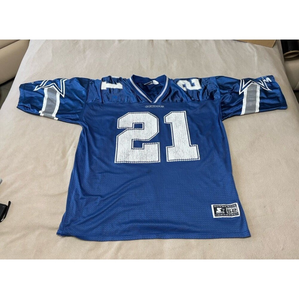 Vintage Starter Dallas Cowboys Deion Sanders Jersey Mens 52 XL Blue NFL